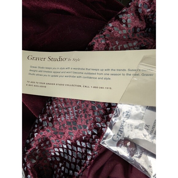 Vintage Susan Graver Shirt Set 1X Dark Red Velvet Blouse & Tank Top NWT - Picture 14 of 16